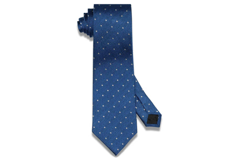 Blue Text Dot Silk Tie