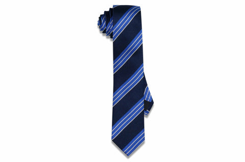 Blue Triple Stripes Silk Skinny Tie
