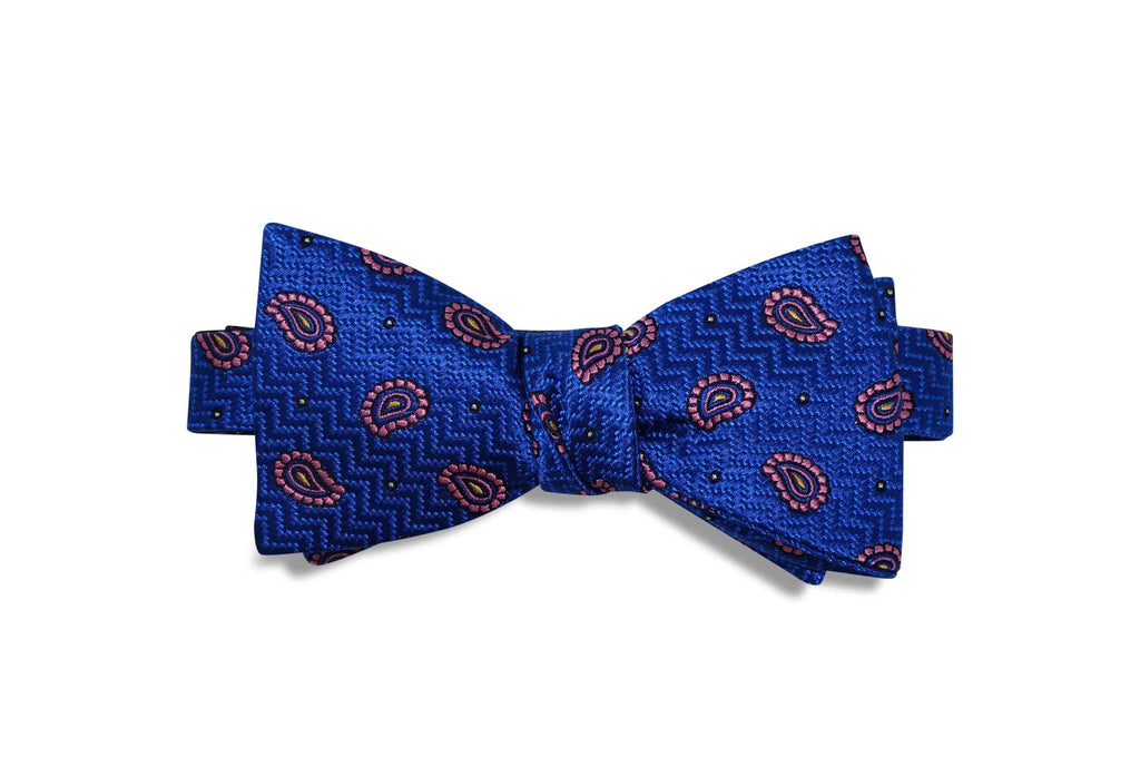 Blue Wave Paisley Silk Bow Tie (self-tie)
