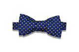 Blue Gold Polka Dots Silk Bow Tie (self-tie)