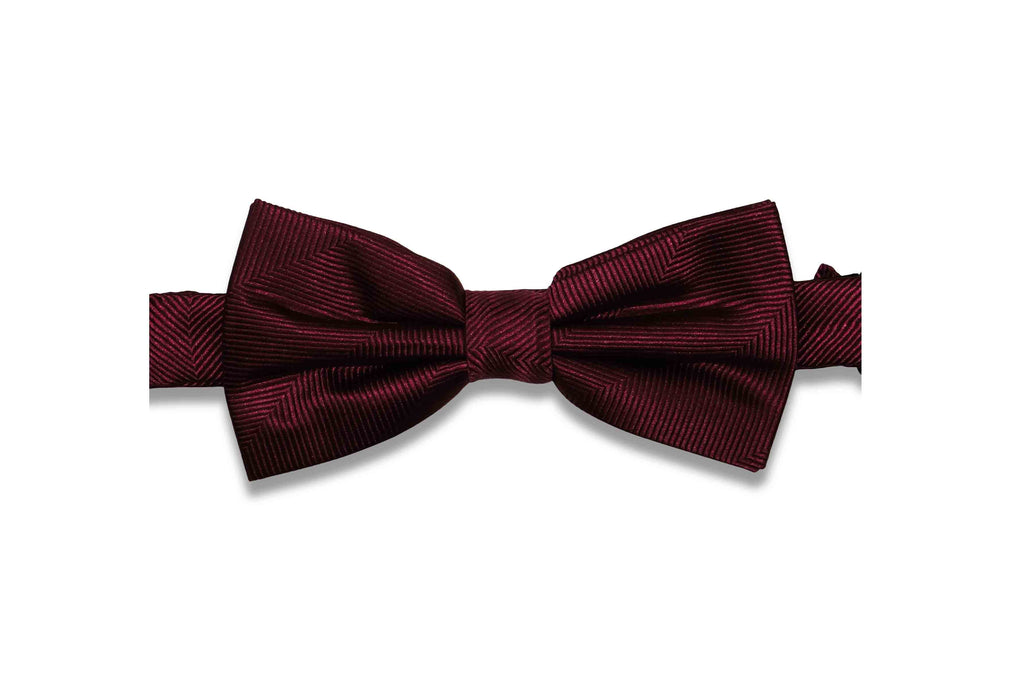 Burgundy Herringbone Silk Bow Tie (Pre-Tied)