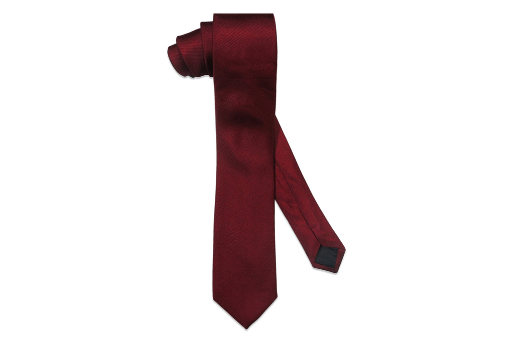 Burgundy Text Silk Skinny Tie