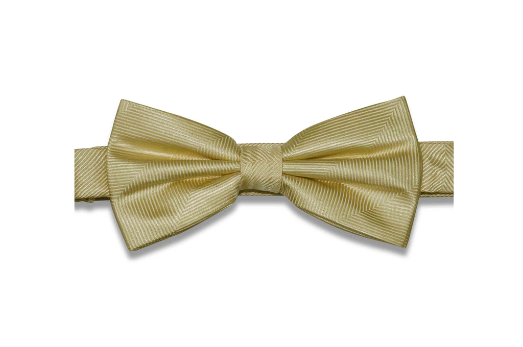 Butter Herringbone Silk Bow Tie (Pre-Tied)