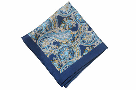 Carlton Navy Silk Pocket Square