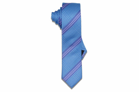 Cave Striped Blue Silk Skinny Tie
