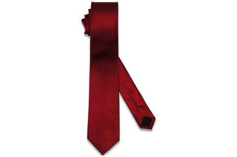 Cherry Red Herringbone Silk Skinny Tie