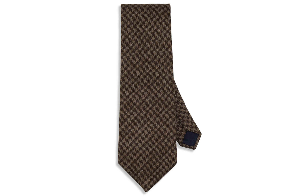 Chocolate Houndstooth Wool Tie