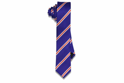 College Orange Stripes Silk Skinny Tie