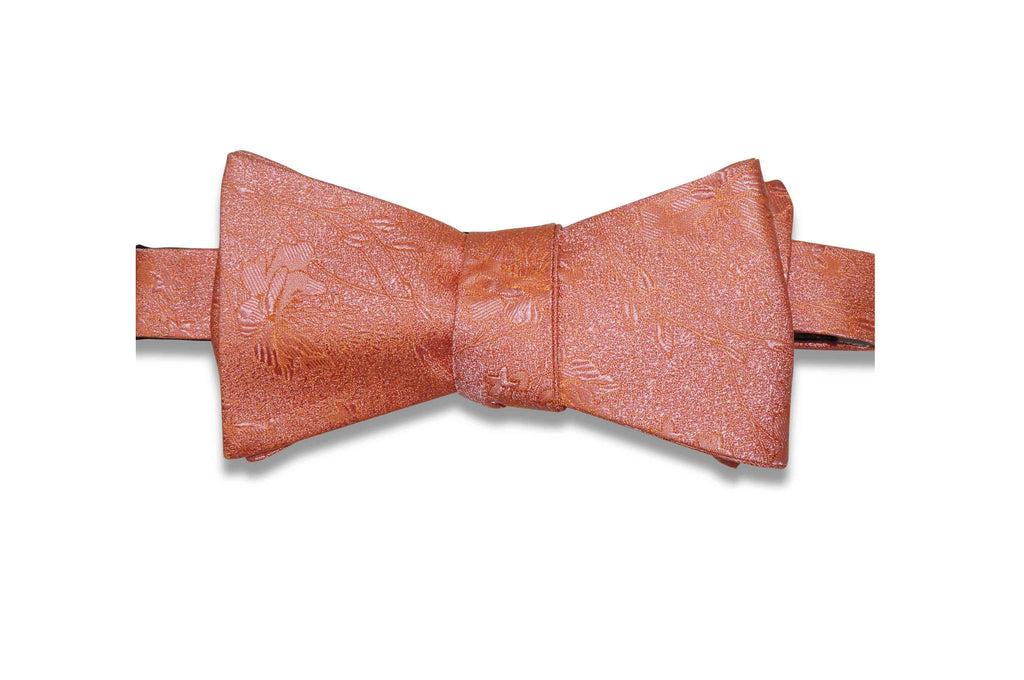 Coral Fade Flowers Silk Bow Tie (Self-Tie)