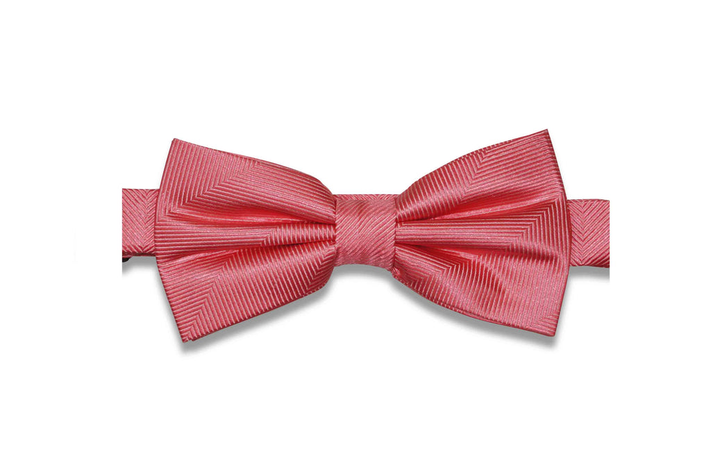 Coral Herringbone Silk Bow Tie (Pre-Tied)