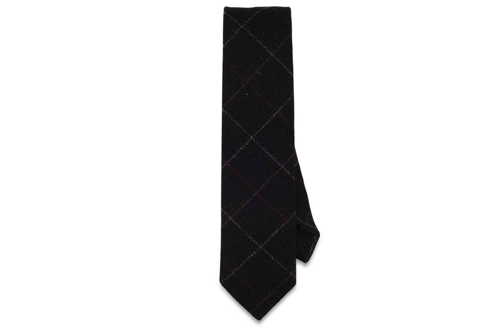Dark Squares Wool Skinny Tie