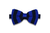 Double Blue Stripes Knitted Bow Tie (pre-tied)