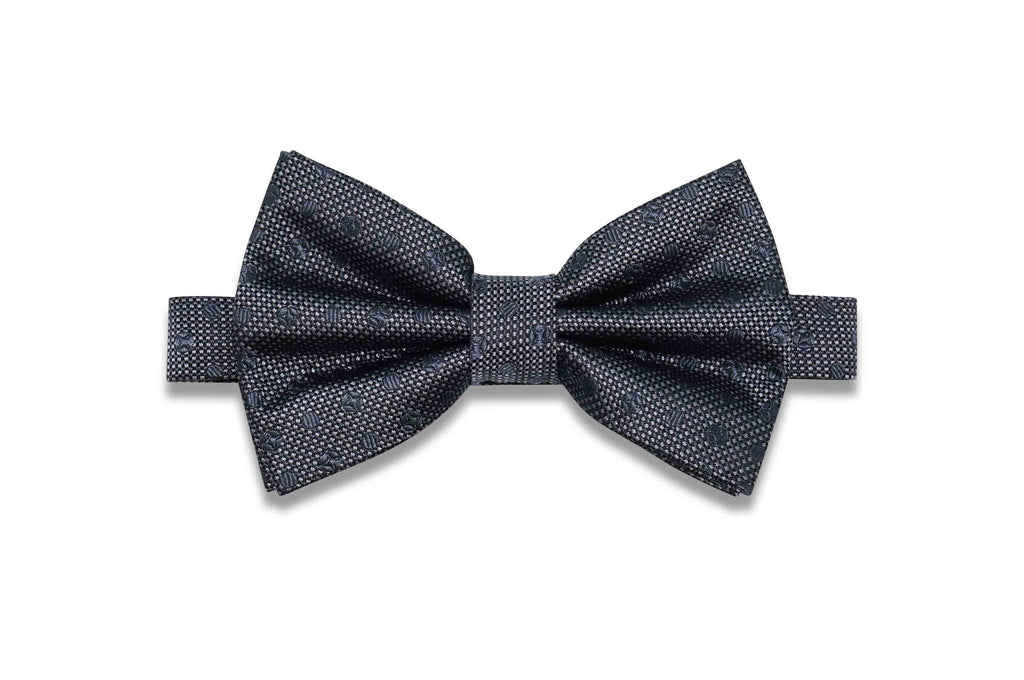 Double Grey Dots Silk Bow Tie (pre-tied)