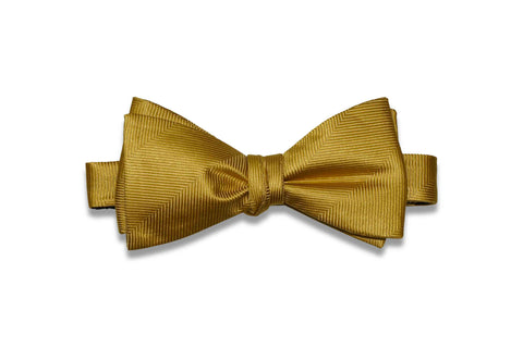 Gold Herringbone Silk Bow Tie (Self-Tie)