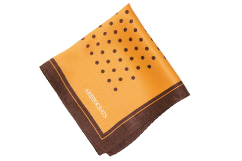 Golden Brown Dots Silk Pocket Square