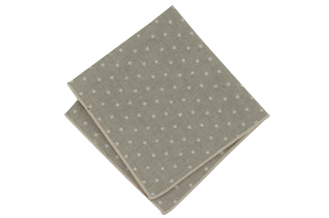 Gray Dotted Cotton Pocket Square