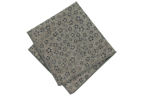 Gray Faded Flowers Cotton Pocket Square