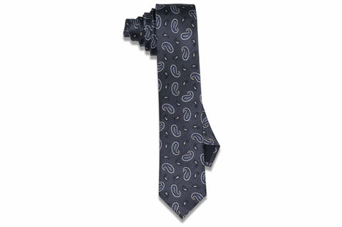 Gray Mist Paisley Silk Skinny Tie