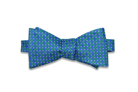 Green Blue Tied Silk Bow Tie (self-tie)