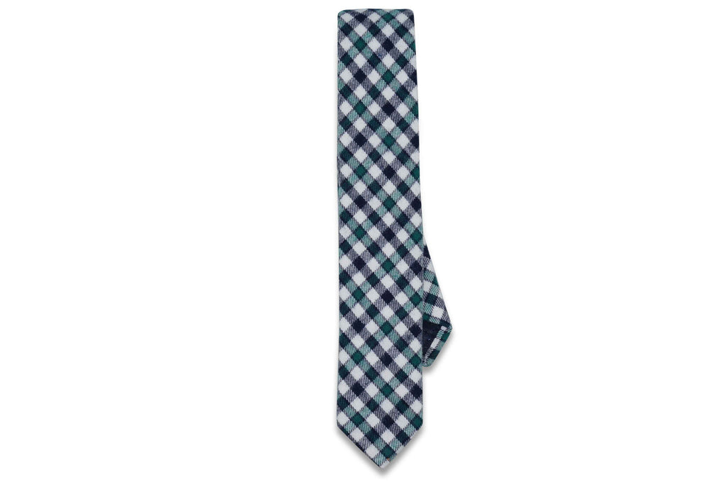 Green Check Cotton Skinny Tie