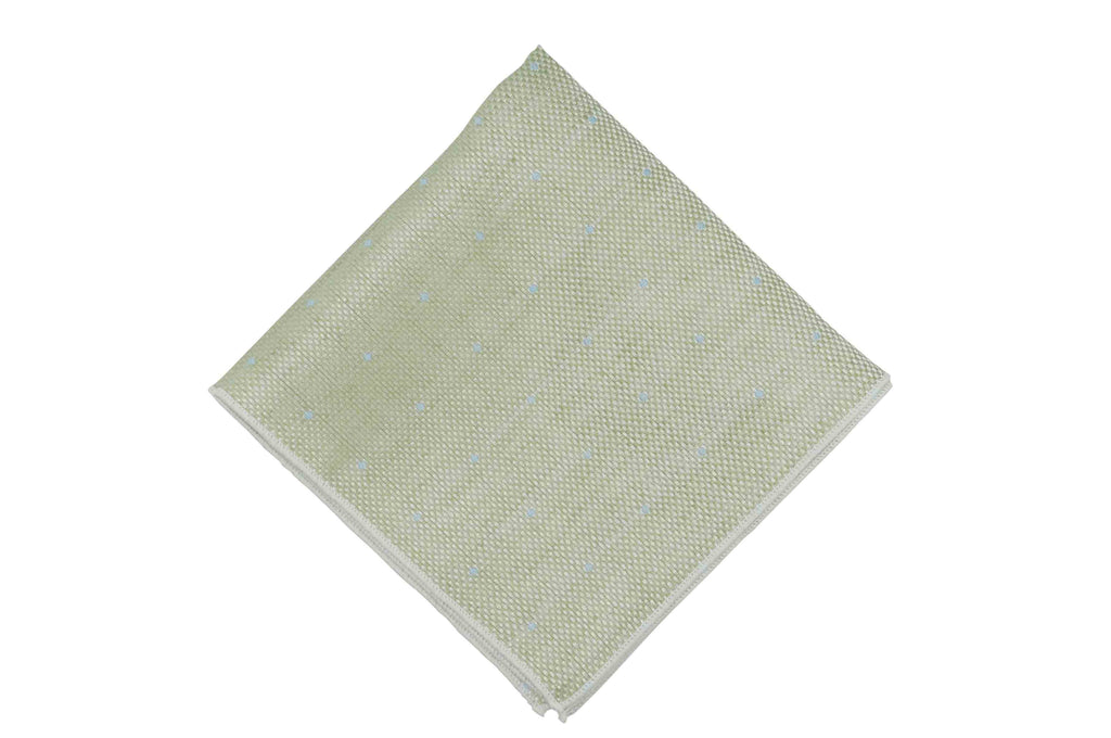 Green Dotted Linen Pocket Square