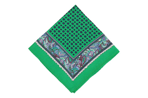 Green Frame Silk Pocket Square