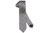 Grey Purple Flowers Silk Skinny Tie