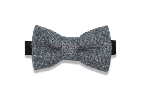 Grey Silver Wool Bow Tie (pre-tied)