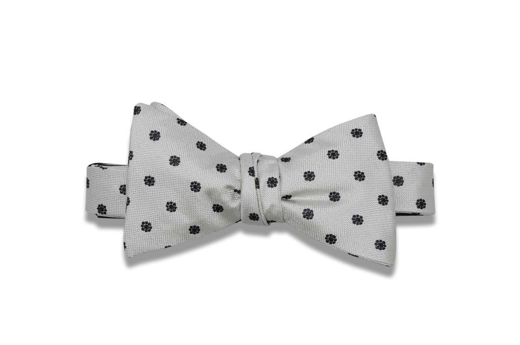 Ice Blue Flowers Silk Bow Tie (self-tie)