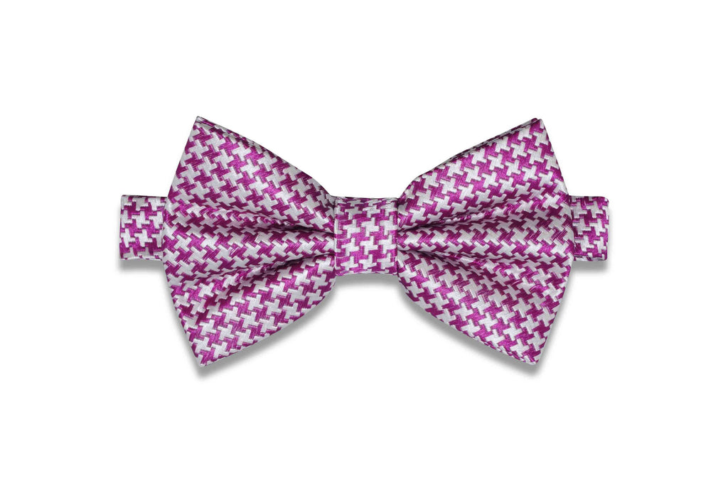 Magenta White Silk Bow Tie (pre-tied)