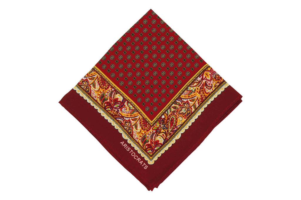 Maroon Frames Silk Pocket Square