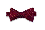 Maroon Striped Dots Silk Bow Tie (self-tie)