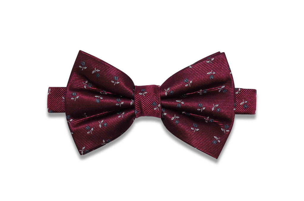 Maroon Tossed Flowers Silk Bow Tie (pre-tied)