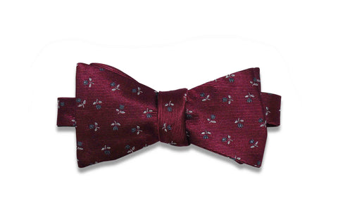 Maroon Tossed Flowers Silk Bow Tie (self-tie)