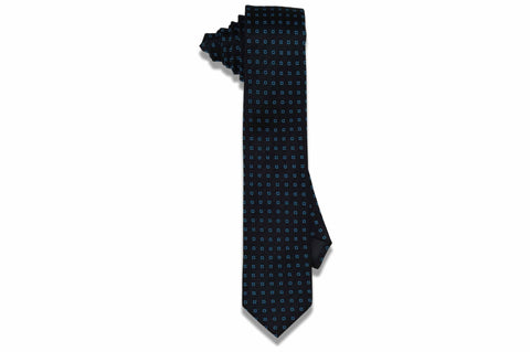 Mini Squared Black Silk Skinny Tie