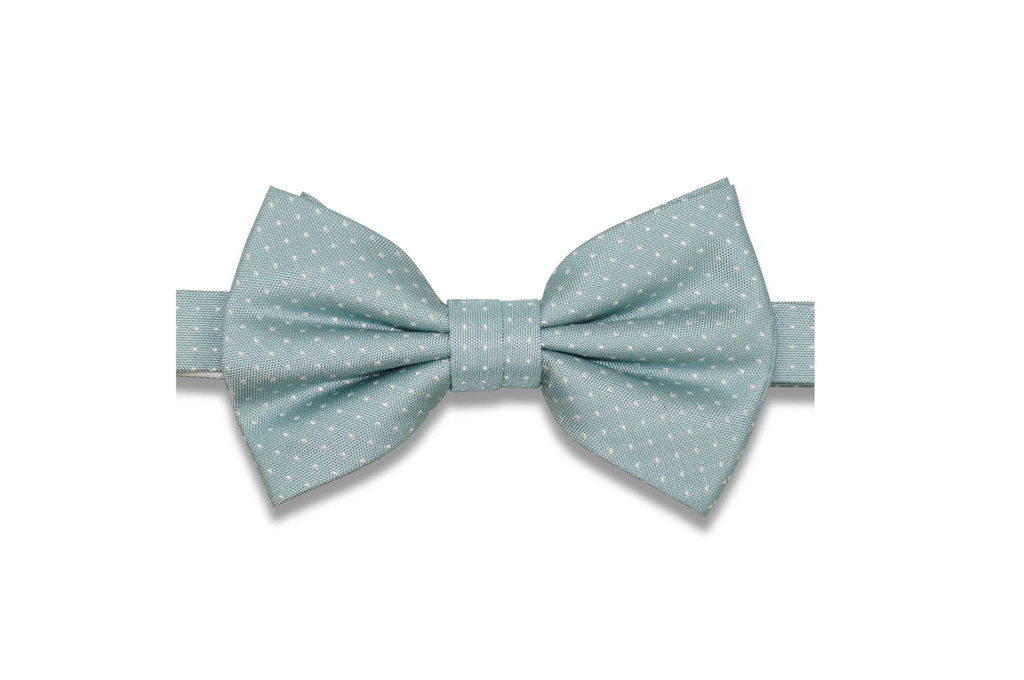 Mint Pin Dots Silk Bow Tie (Pre-Tied)