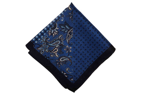 Multi Blue Wool Pocket Square