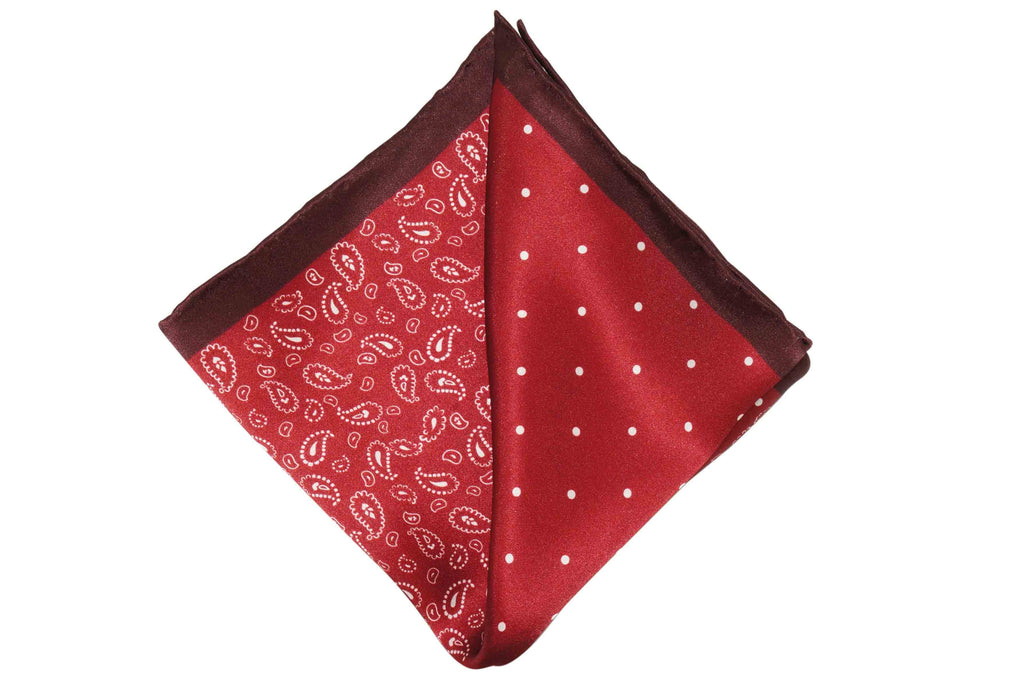 Multi Pattern Maroon Silk Pocket Square