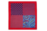 Multi Pattern Red Silk Pocket Square