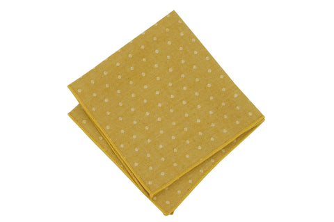 Mustard Dotted Cotton Pocket Square