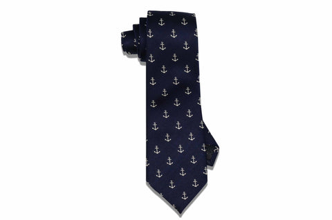 Navy Anchor Silk Tie