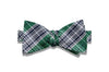 Navy Green Plaid Silk Bow Tie (self-tie)