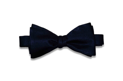 Navy Herringbone Silk Bow Tie (Self-Tie)