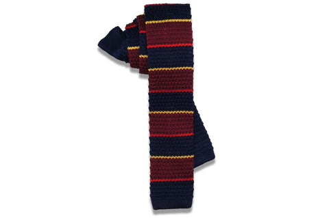 Navy Maroon Knitted Skinny Tie