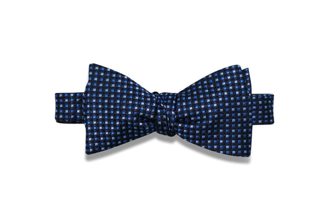 Navy Mini Squares Silk Bow Tie (self-tie)