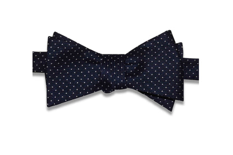 Navy Pin Dots Silk Bow Tie (Self-Tie)