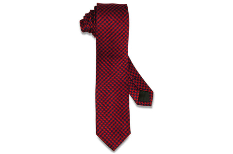 Navy Red Silk Skinny Tie