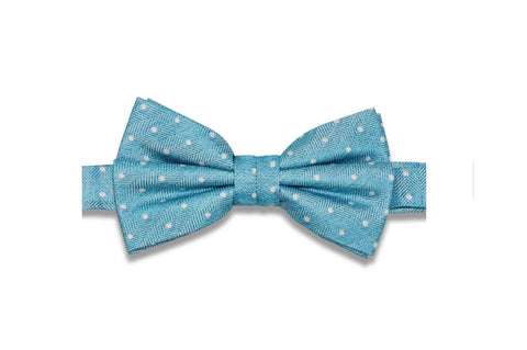 Ocean Blue Dotted Silk Bow Tie (Pre-Tied)