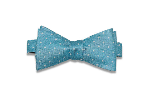 Ocean Blue Dotted Silk Bow Tie (Self-Tie)