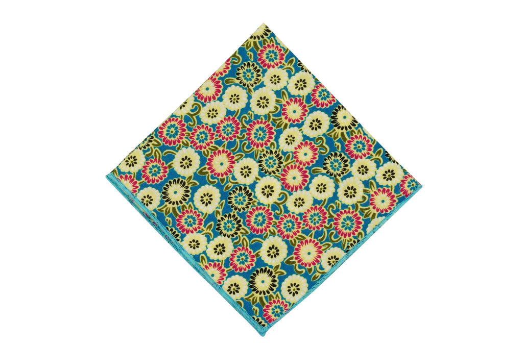 Ocean Flowers Cotton Pocket Square